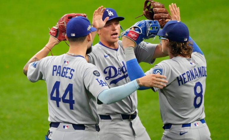  Dodgers survive late rally to win MLB playoff opener